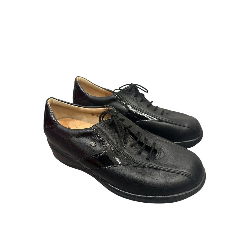 Finn Comfort Oviedo Black Lace Up Oxford Shoes Patent  Leather UK 5.5 US 8